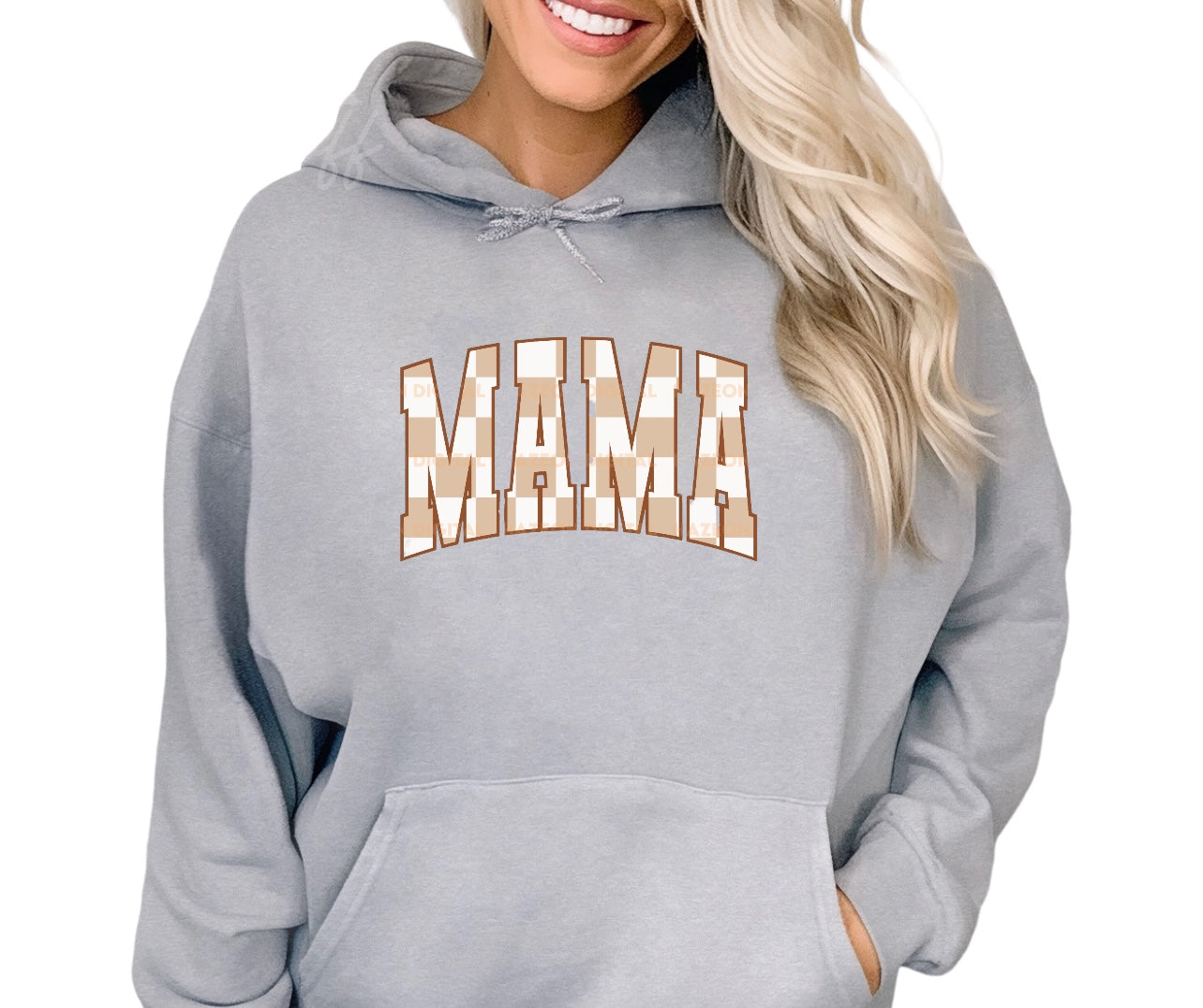 Mama Checker Hoodie- PERIWINKLE - Timber + Gray